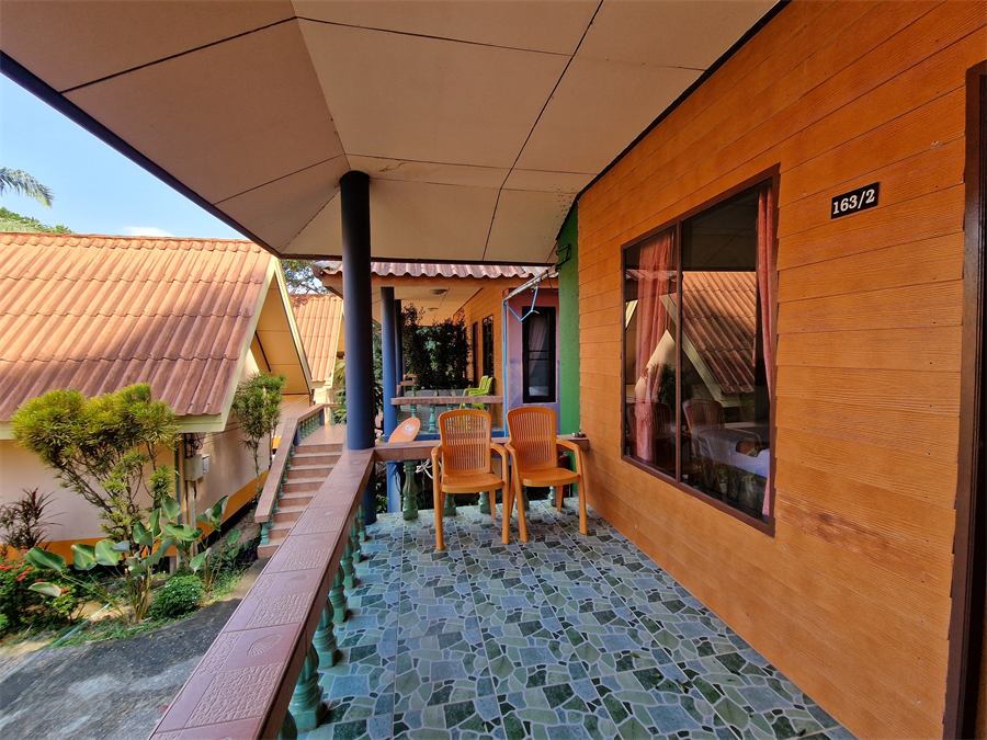 Terrace of an orange bungalow
