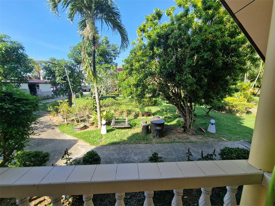 View of the garden from a bungalow terrace